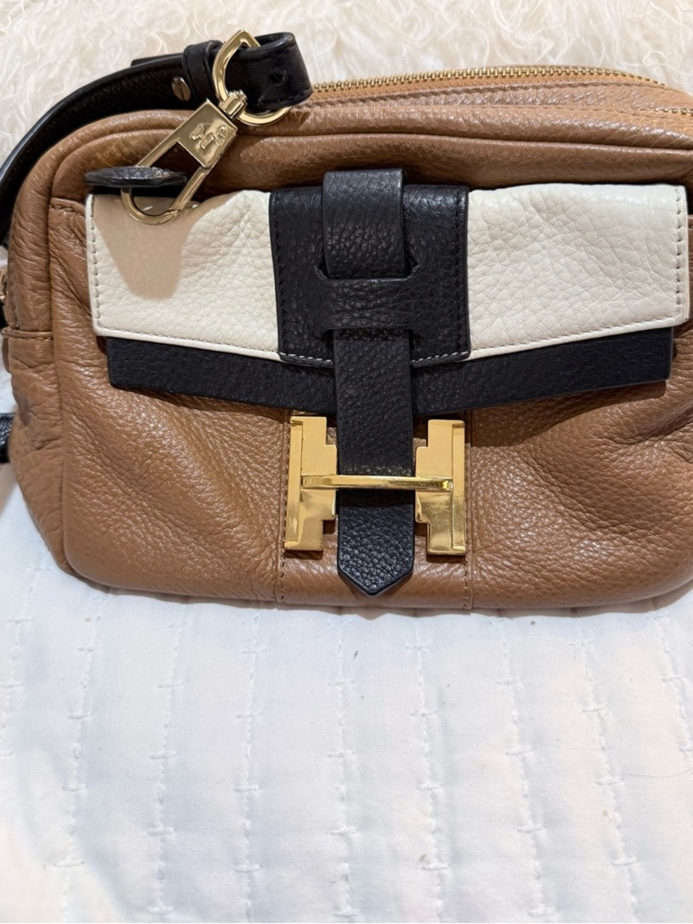 Halston Heritage Tricolor Leather Crossbody Bag with Gold Hardware